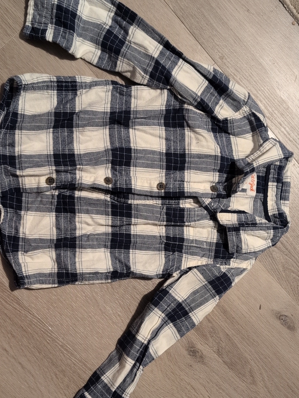 Cat & Jack Navy and Cream Plaid Button-Front Jacket